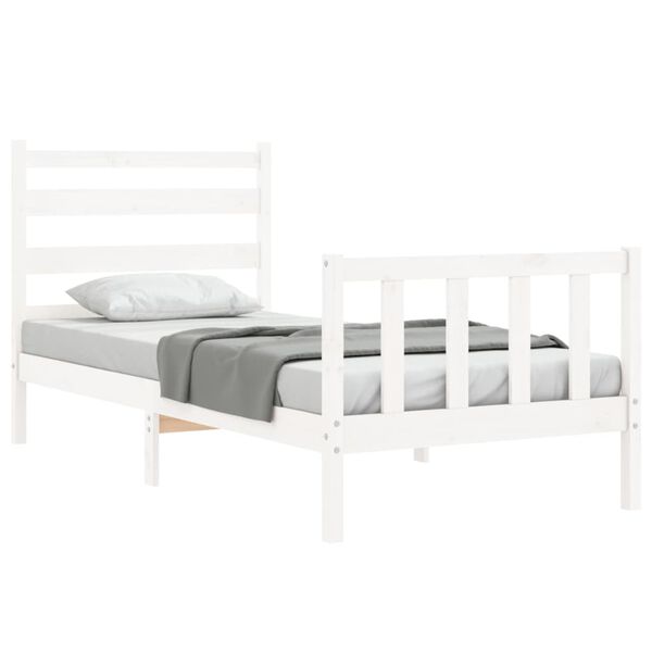 vidaXL Bedframe zonder matras massief grenenhout wit 90x190 cm