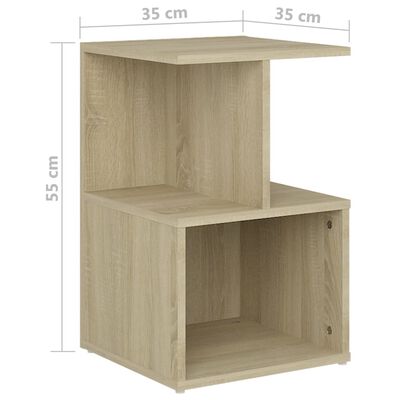 vidaXL Nachtkastjes 2 st 35x35x55 cm bewerkt hout sonoma eikenkleurig