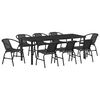 vidaXL Tuin eettafelset 9 pcs Zwart Gepoedercoat staal