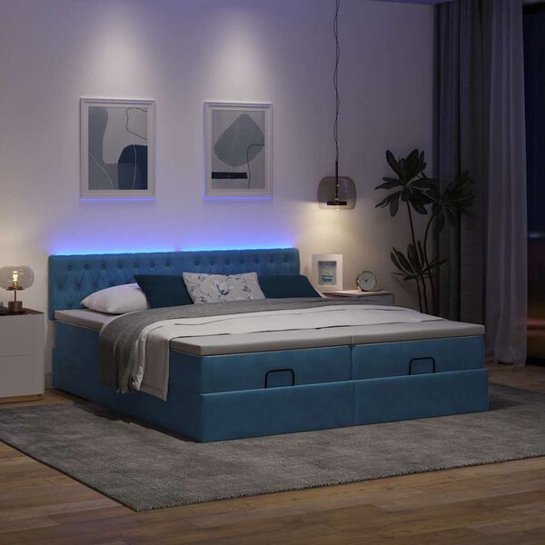 vidaXL Ottoman bed met matrassen en LED's 180x200cm fluweel