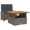 vidaXL 2-delige Tuinset met kussens poly rattan grijs