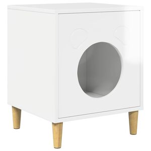 vidaXL Kattenhuis Glanzend Wit 42,5 x 40 x 53 cm Bewerkt hout