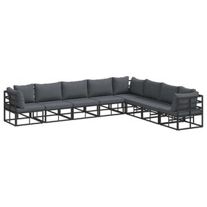 vidaXL Tuinbankenset met kussen 8 pcs Zwart Aluminium