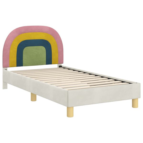 vidaXL Bedframe voor kinderen met hoofdbord Crème 80 x 160 cm Fluweel