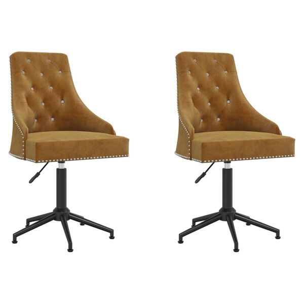 vidaXL Eetkamerstoelen draaibaar 2 st fluweel bruin