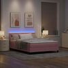 vidaXL LED Box Spring Bed met matras met LED Roze 140 x 190 cm Fluweel