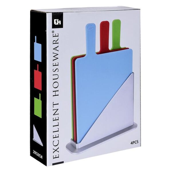 Excellent Houseware 3-delige Snijplankenset met houder