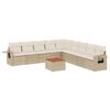 vidaXL 10-delige Loungeset met kussens poly rattan beige