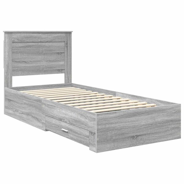 vidaXL Bedframe met lade met hoofdeinde met opslag Bewerkt hout