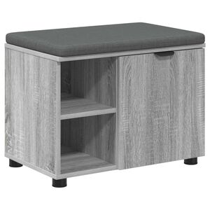 vidaXL Halbank met kussen met plank Grijze Sonoma 60 x 38 x 46 cm