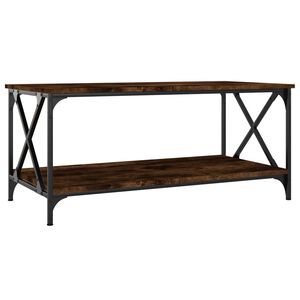 vidaXL Salontafel 100x50x45 cm bewerkt hout en ijzer gerookt eiken