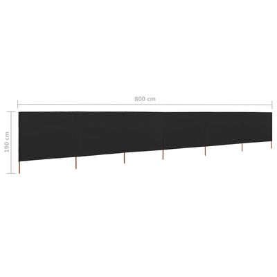 vidaXL Windscherm 6-panelen 800x160 cm stof zwart