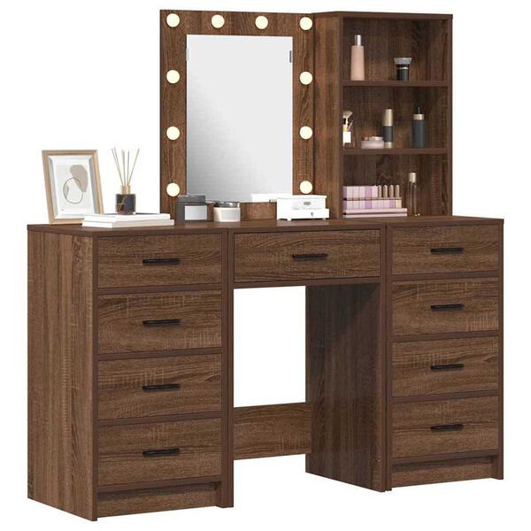 vidaXL Plafondtafel met lade 3 pcs Bruin 40 x 41 x 135 cm Bewerkt hout