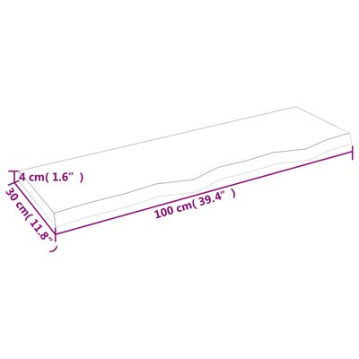 vidaXL Wastafelblad 100x30x(2-4) cm behandeld massief hout donkerbruin