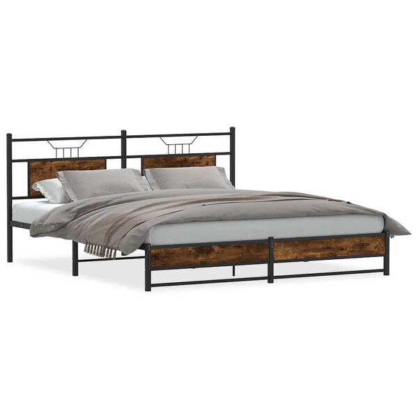 vidaXL Bedframe zonder matras metaal gerookt eikenkleurig 183x213 cm