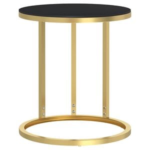 vidaXL Bijzettafel 45 cm gehard glas goudkleurig en zwart