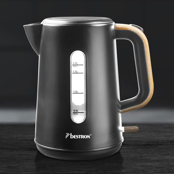 Bestron Waterkoker AWK2200BW snoerloos 1,7 L zwarthoutkleurig