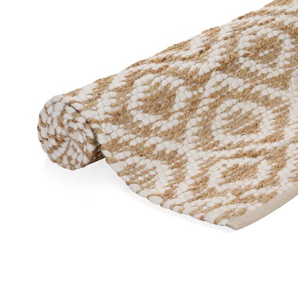 vidaXL Vloerkleed 120x180 cm handgeweven jute natuurlijk en wit