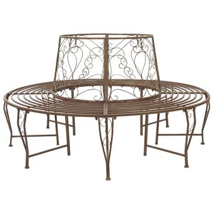 vidaXL Boom bank 8-Aantal zitplaatsen &Oslash; 160 x 89 cm Staal Antiek Bruin