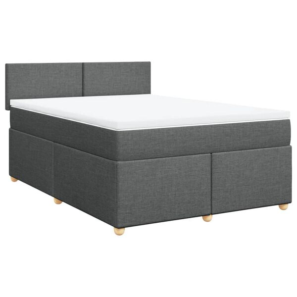 vidaXL Boxspring met matras stof donkergrijs 140x190 cm