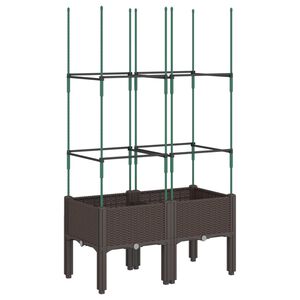 vidaXL Plantenbak met latwerk 80x40x142,5 cm polypropeen bruin