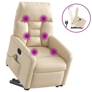vidaXL Sta-op-massagestoel verstelbaar microvezelstof beige
