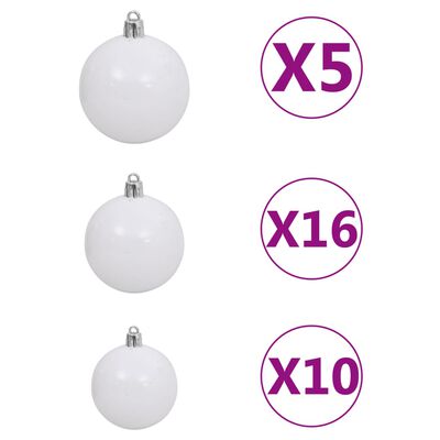 vidaXL 120-delige Kerstballenset met piek en 300 LED's wit en grijs