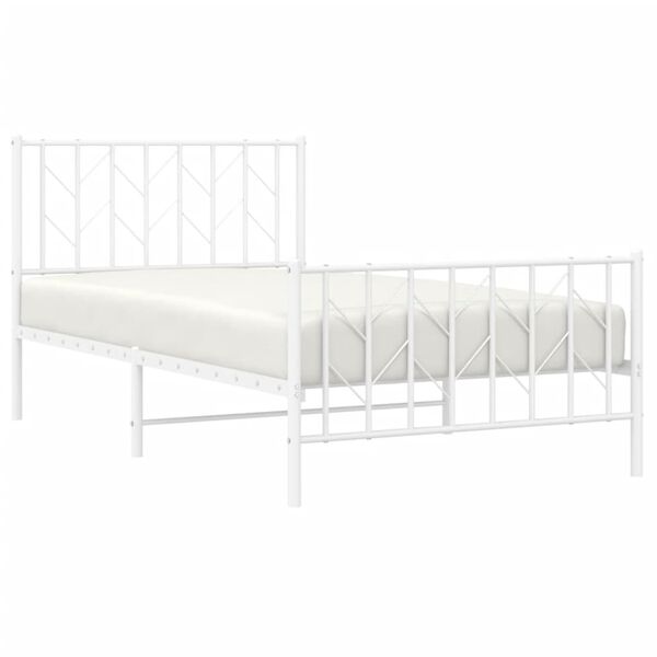 vidaXL Bedframe met hoofd- en voeteneinde&nbsp;metaal wit 100x190 cm
