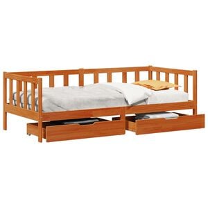 vidaXL Slaapbank met hoofdeinde 3 pcs Wasbruin Massief Vurenhout