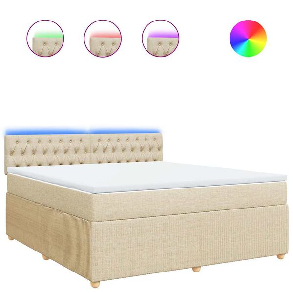 vidaXL Boxspring met matras stof cr&egrave;mekleurig 180x200 cm