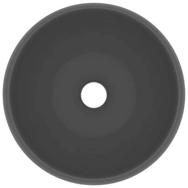 vidaXL Wastafel rond 40x15 cm keramiek mat donkergrijs
