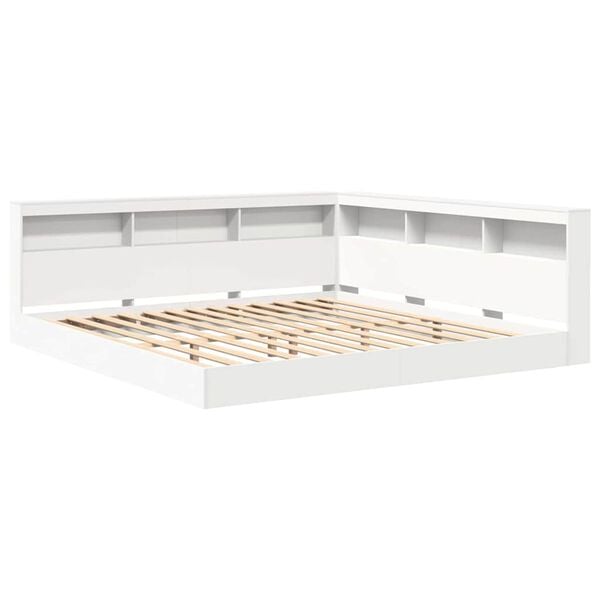 vidaXL Boekenkast Bed met hoofdeinde Wit 180 x 200 cm Bewerkt hout