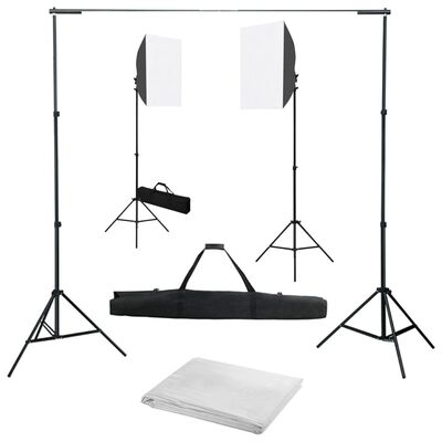 vidaXL Fotostudioset met softboxlampen en achtergrond