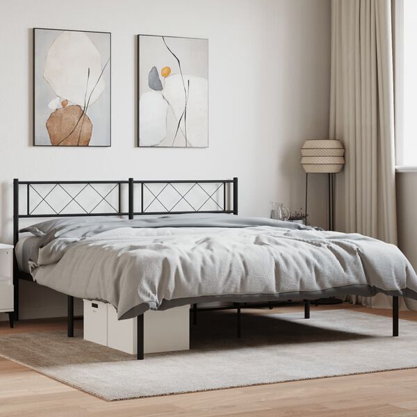 vidaXL Bedframe met hoofdbord metaal zwart 120x200 cm
