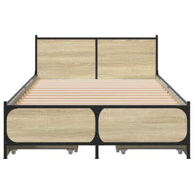 vidaXL Bedframe met lades bewerkt hout sonoma eikenkleurig 100x200 cm