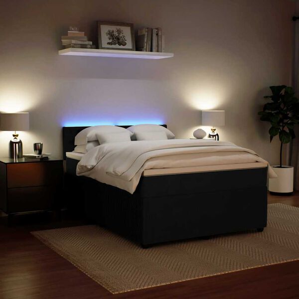 vidaXL Boxspring met matras fluweel zwart 140x200 cm