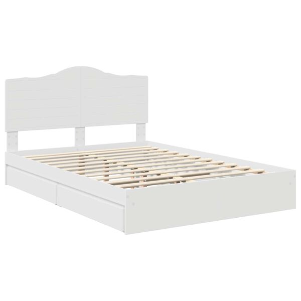 vidaXL Opslag bed met hoofdeinde Wit 140 x 190 cm Bewerkt hout