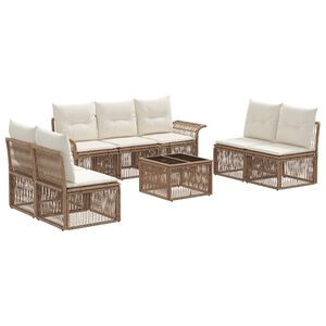 vidaXL Tuinbankenset 8 pcs Beige poly rattan