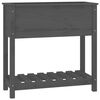 vidaXL Plantenbak met schap 82,5x34,5x81 cm massief grenenhout grijs