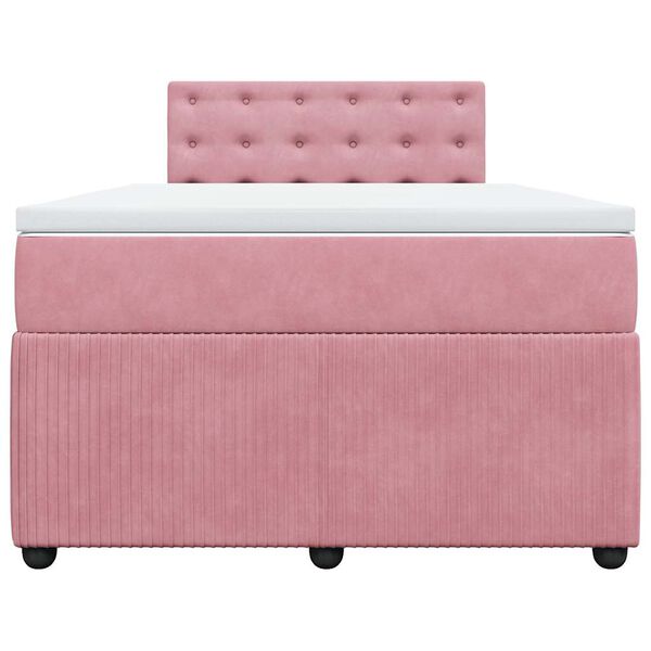 vidaXL Boxspring met matras fluweel roze 120x190 cm