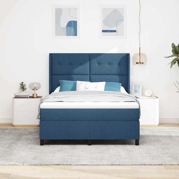 vidaXL Boxspring bed met matras met hoofdeinde Blauw 140 x 190 cm Stof