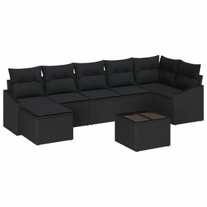 vidaXL Tuin Sofa Set met kussen met opslag 8 pcs Zwart poly rattan