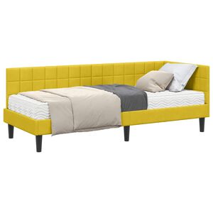 vidaXL Hoekbedframe met Matras met hoofdeinde 2 pcs Geel Fluweel