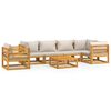 vidaXL 7-delige Loungeset met lichtgrijze kussens massief hout