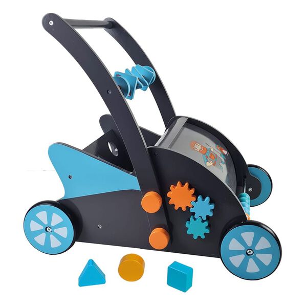 ARDENA Speelgoedgrasmaaier hout blauw en zwart