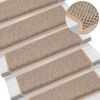 vidaXL Trapmatten zelfklevend 15 st sisal-look 65x21x4 cm lichtbeige