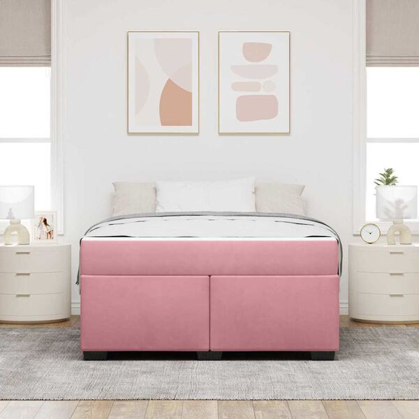 vidaXL Bedframe met matras Roze 140 x 200 cm Stof