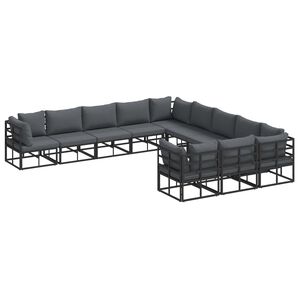 vidaXL Tuinbankenset 11 st Zwart Aluminium