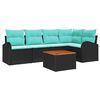 vidaXL Tuinbankenset 6 st Zwart en Turquoise poly rattan