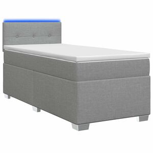 vidaXL Boxspring Bed met Matras en LED Lichtgrijs Enkel Stof